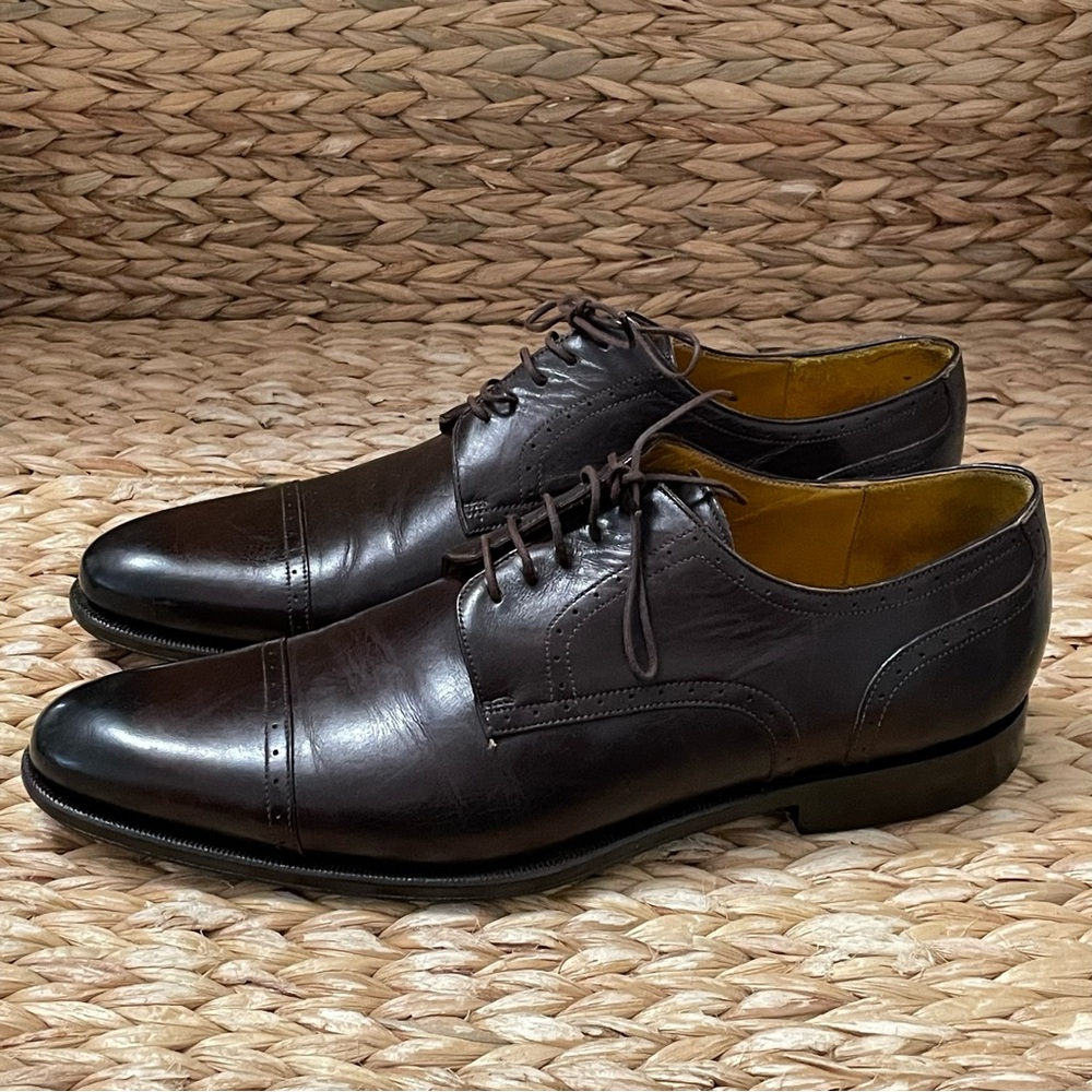 Canali Shoes Mens Size 43 1/2 Captoe Oxblood Dress‎ Made in Italy